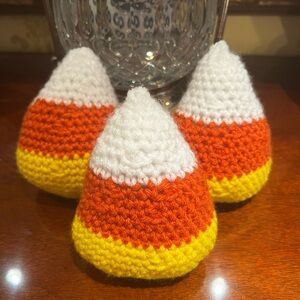 🎃 Set of 3 Hand Crocheted Candy Corn!
